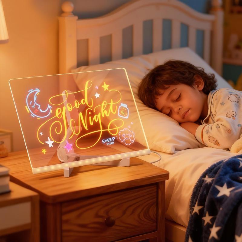 🔥50% OFF!🔥Led Drawing Board For Kids-Acrylic Dry Erase Light-Up Board with Stand Markers Wipes Spray Bottle