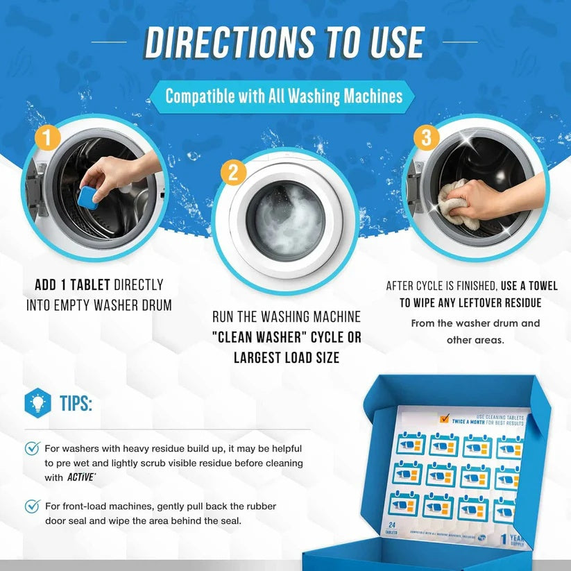 🔥Eco-Friendly Washing Machine Cleaner Fights Pet Odors & Hair Build-Up for Fresh Clean Machines