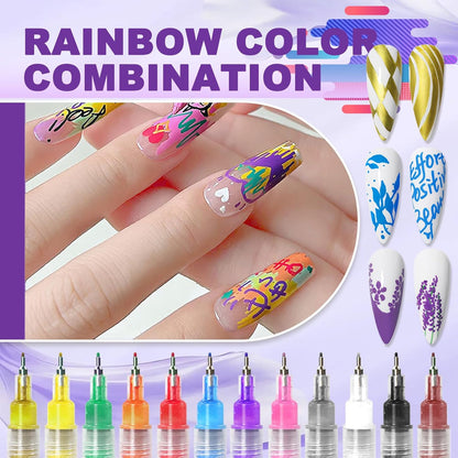 💅12-Shade Nail Design Pens for Smooth, Precise, Salon-Quality Results
