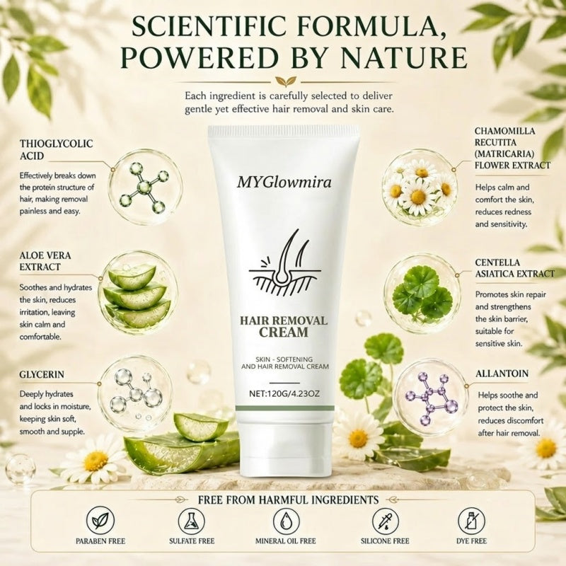 Natural Gentle Hair Removal Cream | For Women & Men, Sensitive Skin