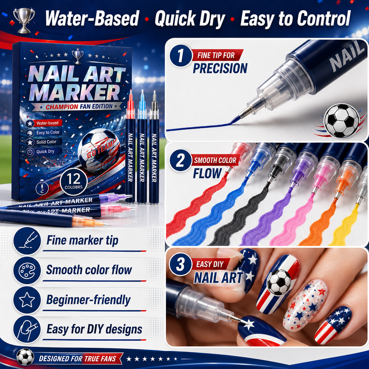 Show Your Team Spirit Right on Your Nails  Support your favorite team with bold, eye-catching nail designs in minutes.