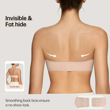 💞Womens Strapless Bras Push Up Bandeau Bra Non Slip Wireless Supportive Padded Bras